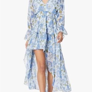 Steve Madden Blue Floral High-Low V-Neck Dress